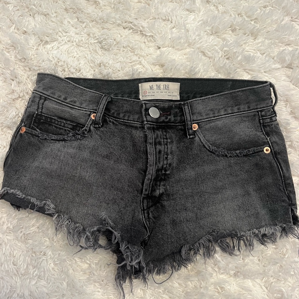 We The Free Free People Black Denim Jean Shorts
